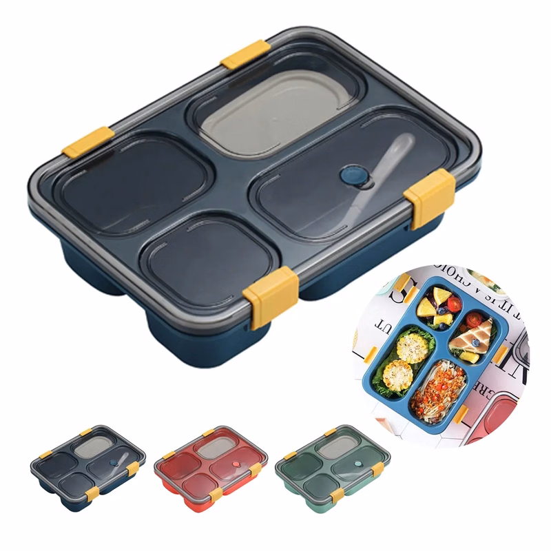 4 Compartment Containers Reusable Bento Lunch Box With Lids