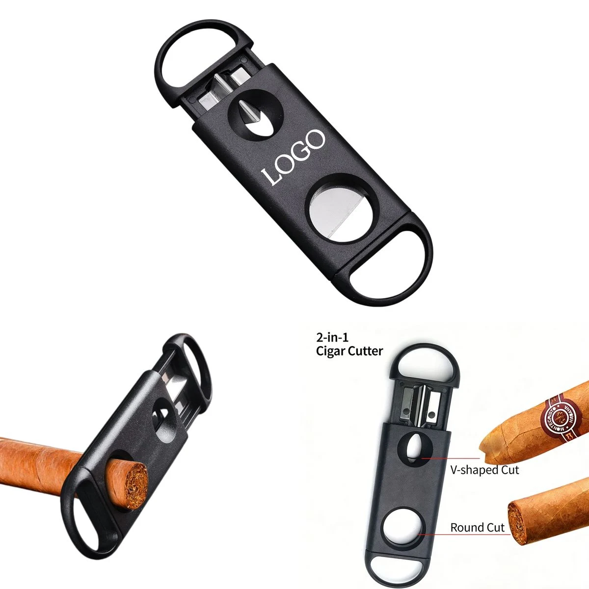 2-in-1 Cigar Guillotine Cutter with V-Cut And O-Cut Blades 1