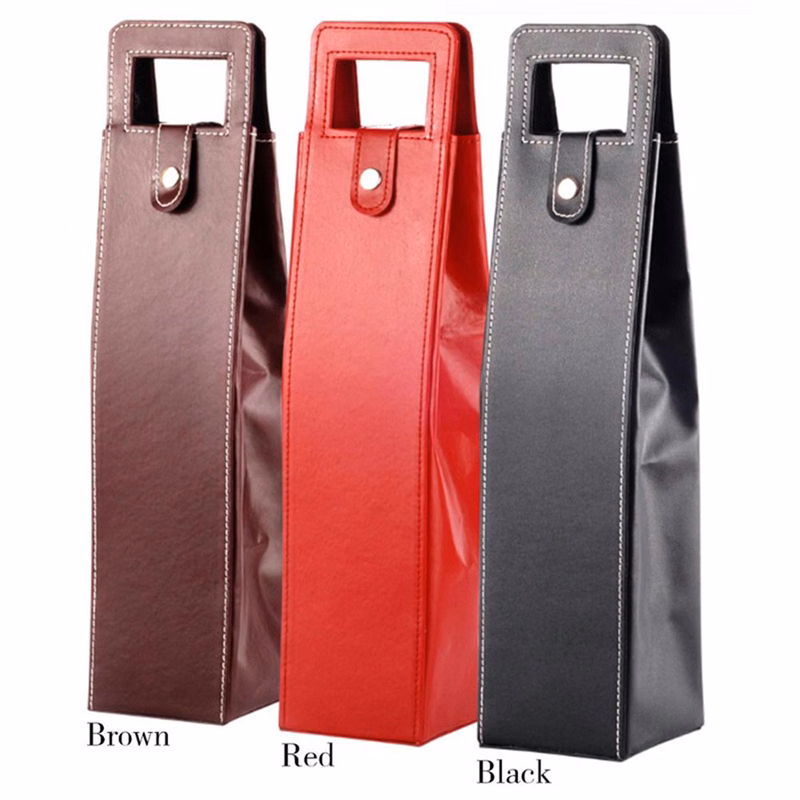 Leather Wine Bottle Tote Bag