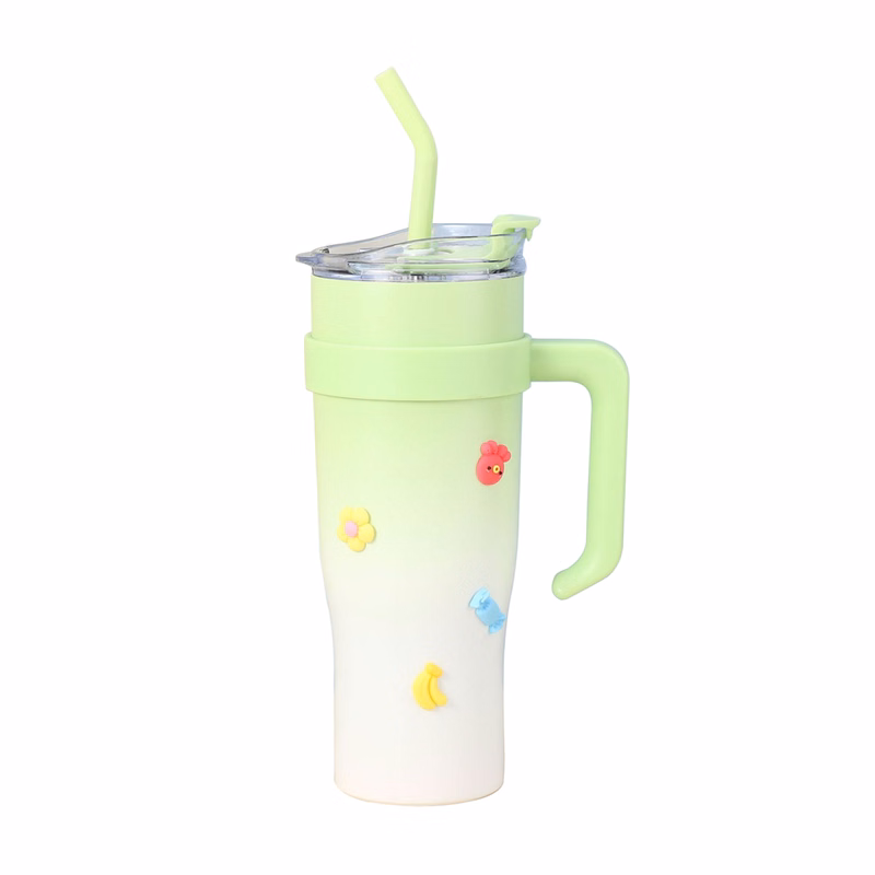 40oz Gradient Color Straw Tumbler With Handle