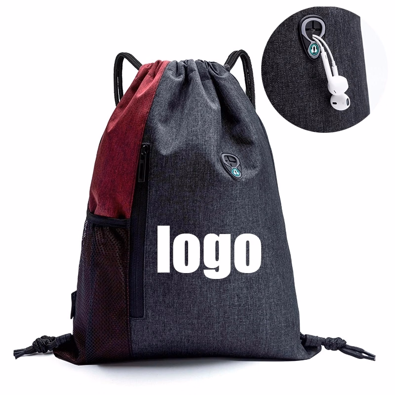 Custom Drawstring Backpack with Earphone Hole & Sport Bag