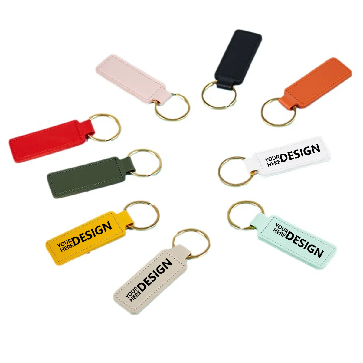 Stylish PU Leather Key Fob with Metal Charm 1