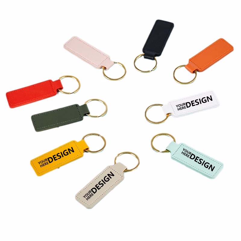 Stylish PU Leather Key Fob with Metal Charm