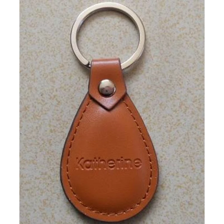 Water Drop Shape PU Leather Custom Key Chain 1