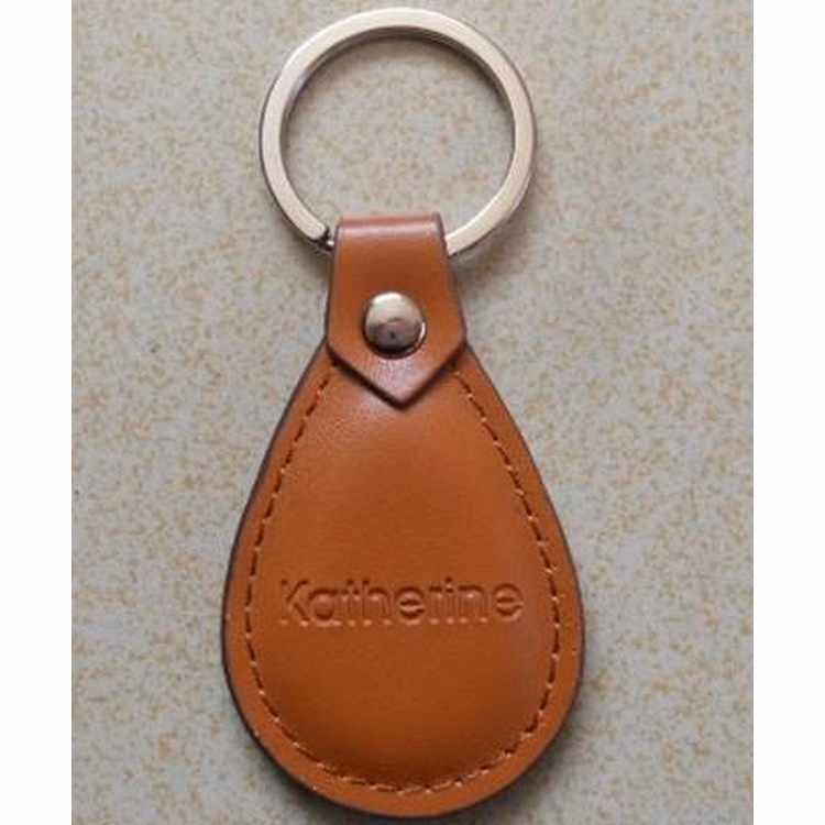 Water Drop Shape PU Leather Custom Key Chain