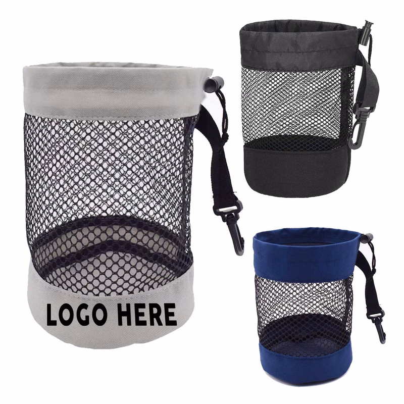Durable Reinforced Nylon Golf Ball Holder Bag With Top & Bottom Edge Binding