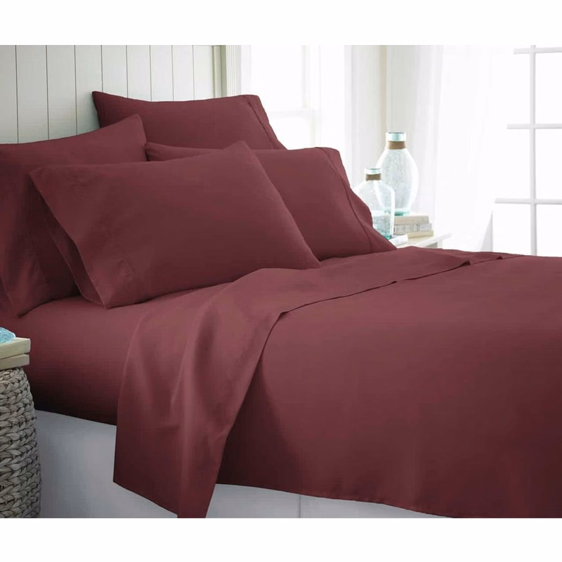 Microfiber Bed Sheets - Burgundy Twin XL 4 Piece Set