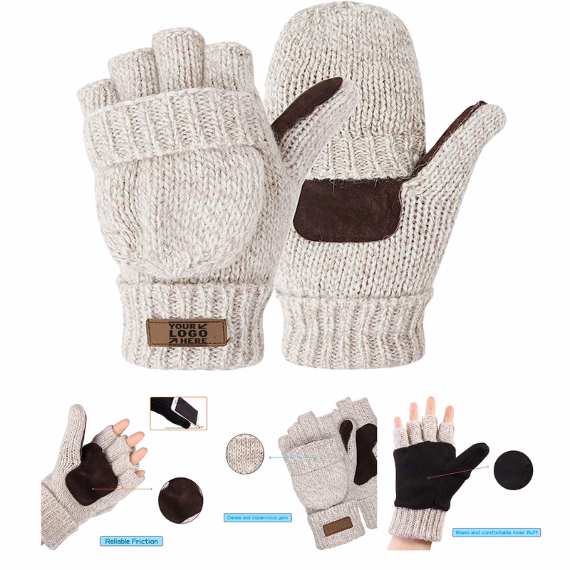 Thermal Insulation Warm Convertible Mittens Flap Cover Gloves