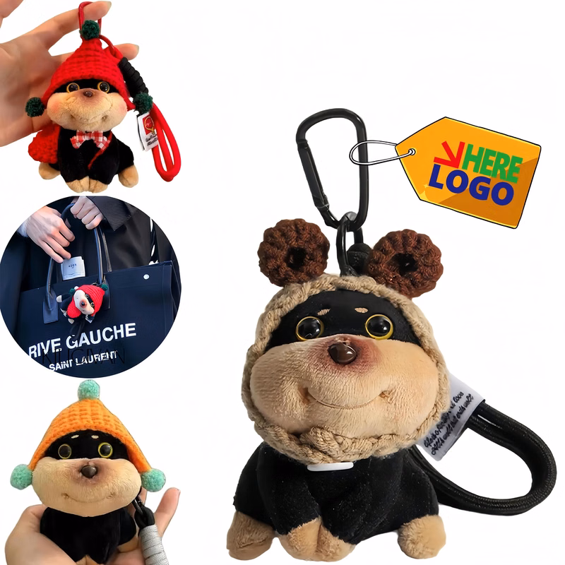 Bee Puppy Plush Keychain For Backpack Decor