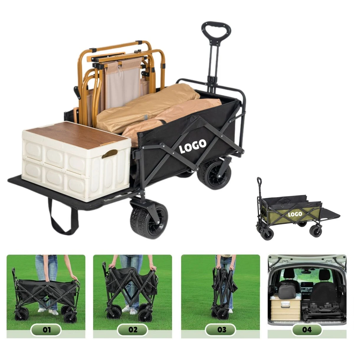 220 Lbs Capacity Collapsible Outdoor Wagon Cart 1