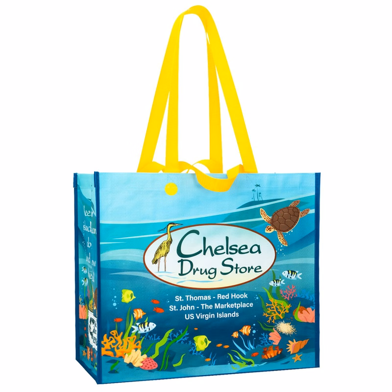 Custom Full-Color 160g Double Laminated Woven Promotional Tote Bag 16"x14"x8"