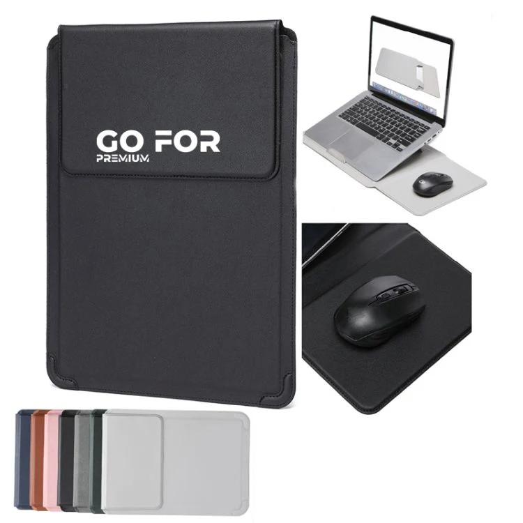 14InchLaptopSleeveCaseLeatherBagwithStand 1