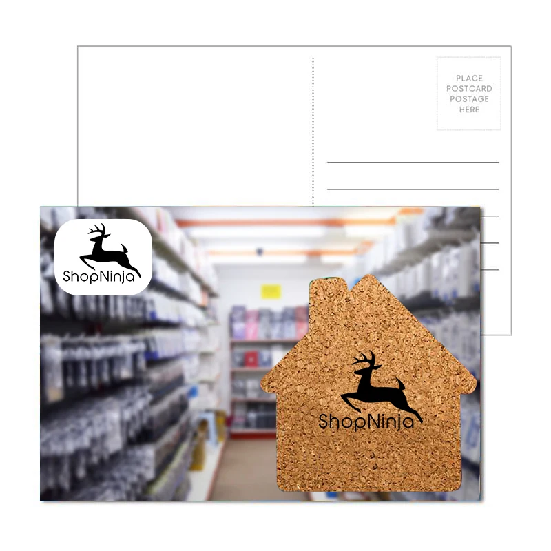 Post Card with House Shaped Cork Coaster 1