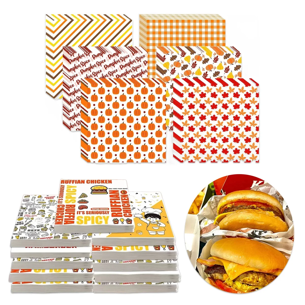 12 inches Custom Food Paper MOQ1000 1