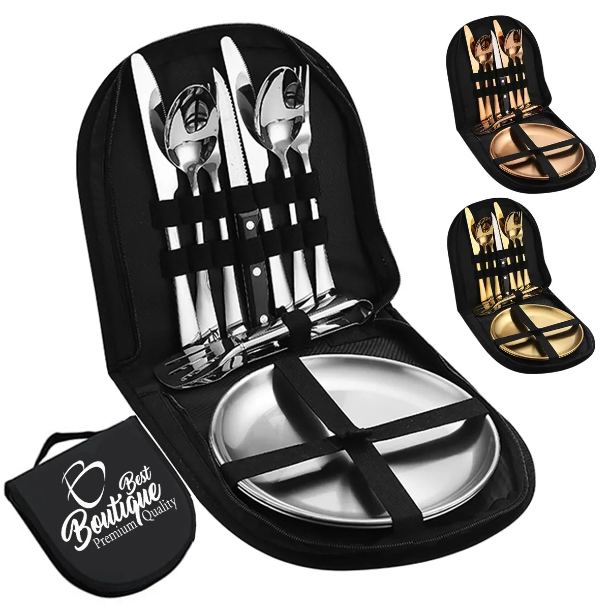 Custom Portable Stainless Steel Picnic Camping Utensil Set 1