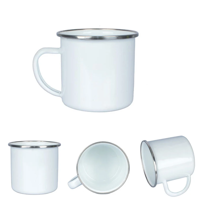 12OZ Enameled Steel Cup with Stainless Steel Rim 1