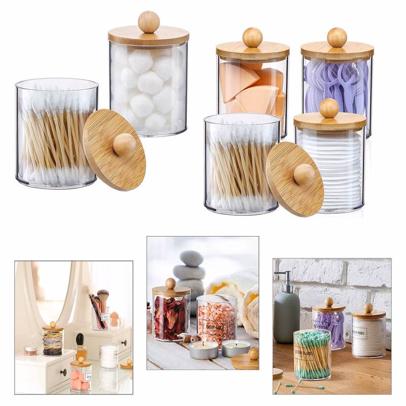 2 Grids Cotton Swabs Dispenser Bathroom Organizer Balls Large Qtips Holder