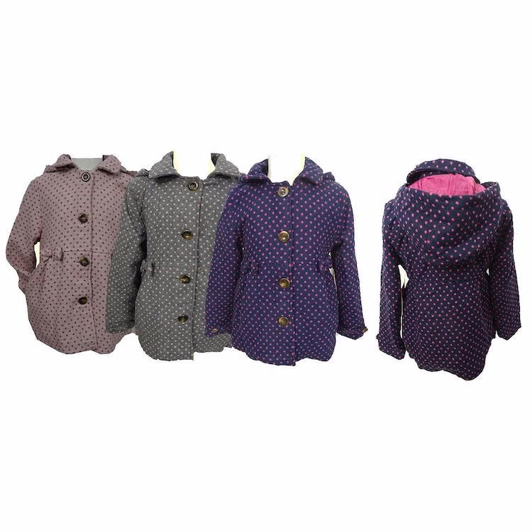 Girls' Winter Jackets - 2T-5T Polka Dot 3 Colors