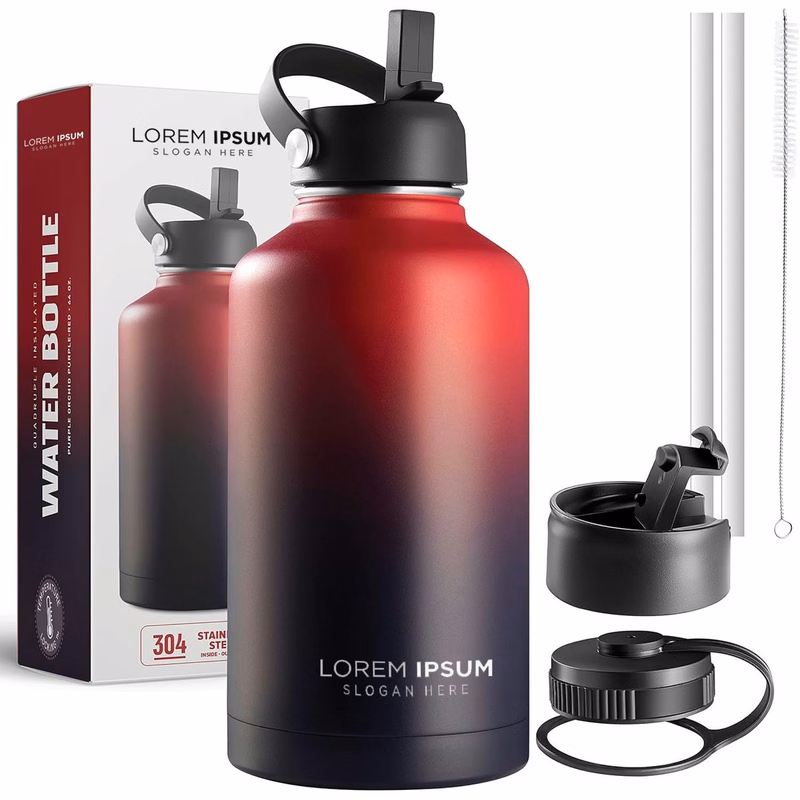 64oz Stainless Steel Insulated Water Bottle and Travel Mug for Hot and Cold Beverages, Wide Mouth