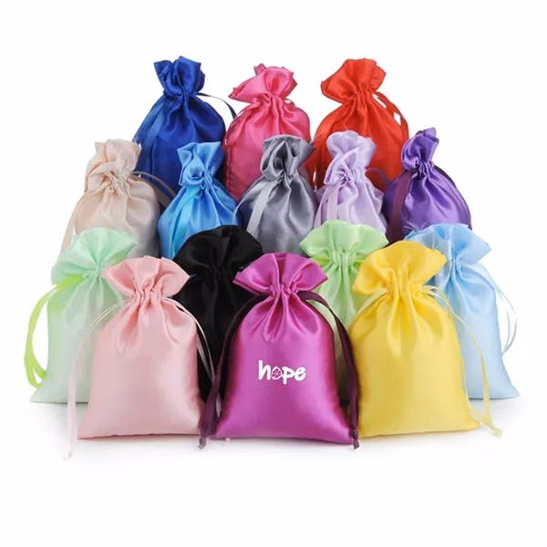 Custom 9.84 inch Satin Weave Drawstring Pouch — Premium Gift Favor Bag