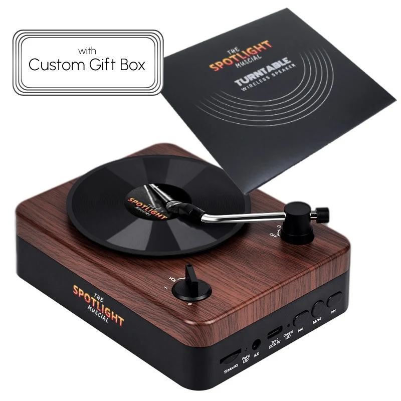 Turntable Wireless Speaker with Custom Record Envelope and Custom Gift Box 1