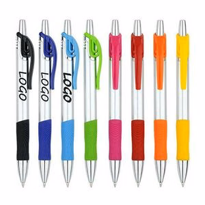 Click Action Ballpoint Pens With Rubber Grip