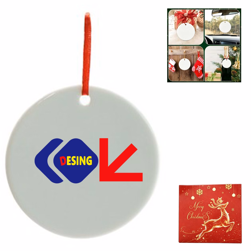 Full Color Custom Round Ceramic Charm Ornament