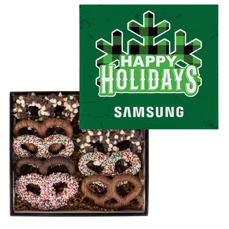 Premier Chocolate Pretzel Gift Box with Full Color Lid 1