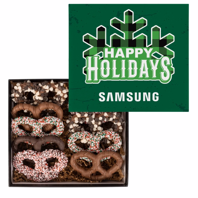 Premier Chocolate Pretzel Gift Box with Full Color Lid
