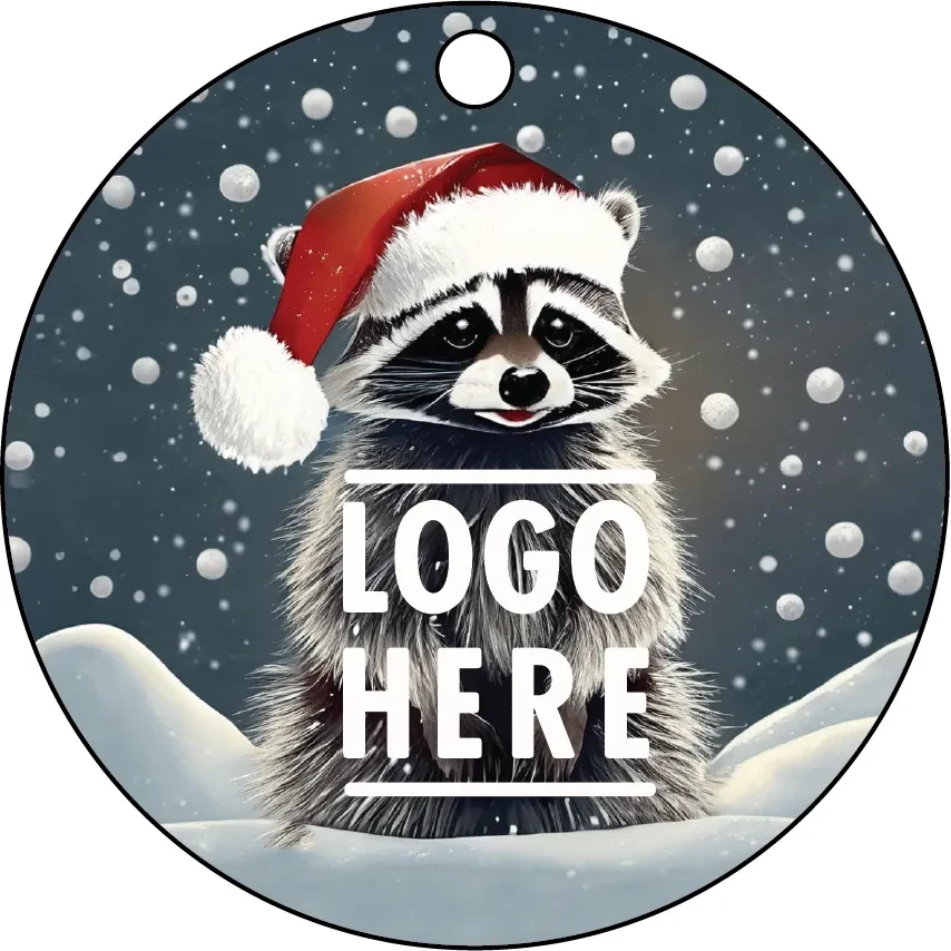 1/4" Recycled Wood Ornaments-Raccoon in snow 1