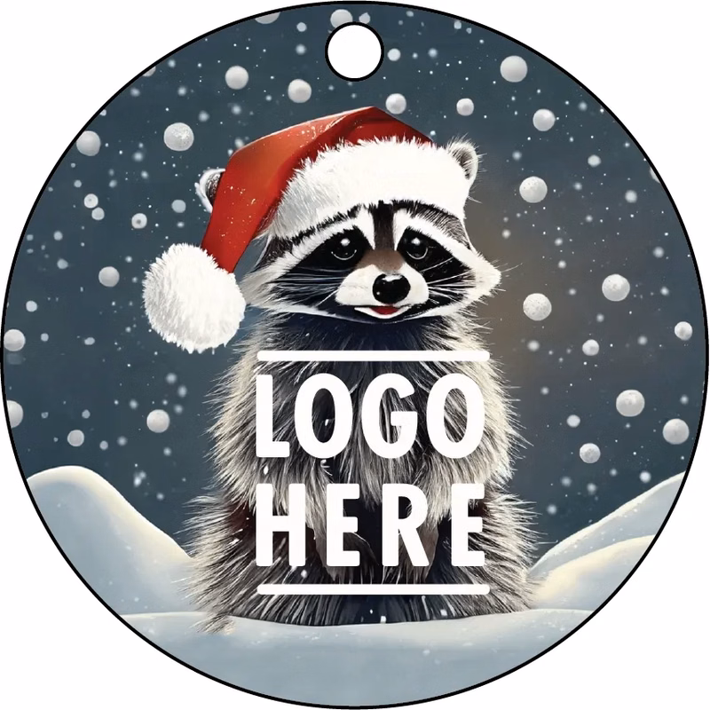 1/4" Recycled Wood Ornaments-Raccoon in snow