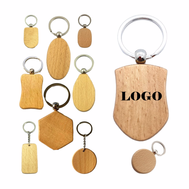 Natural Wood Grain Custom Keychain