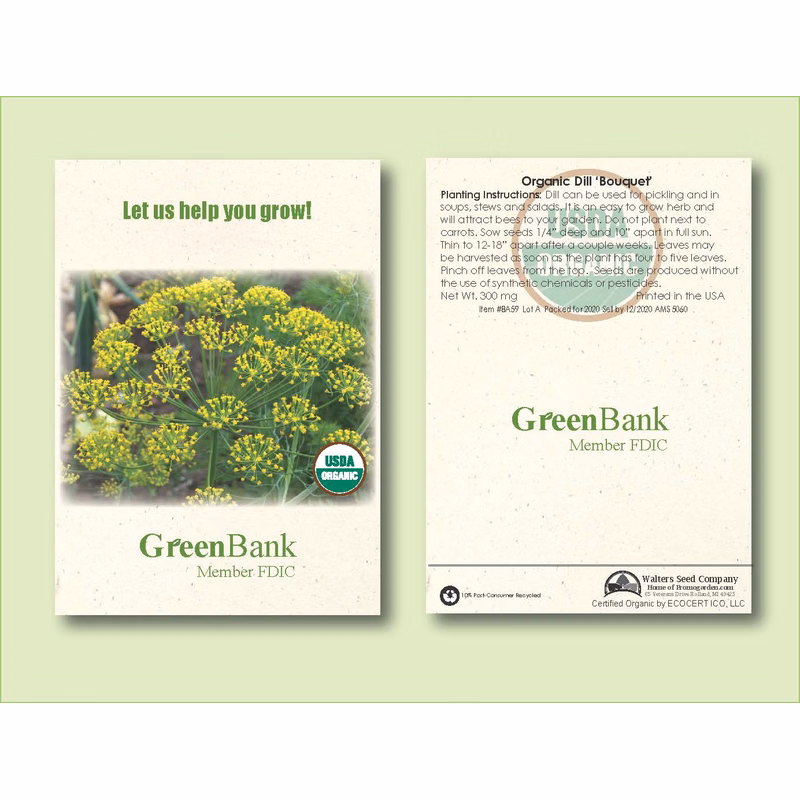 Organic Dill 'Bouquet' Herb Seed Packet -Standard Size 3.25" x 4.5"