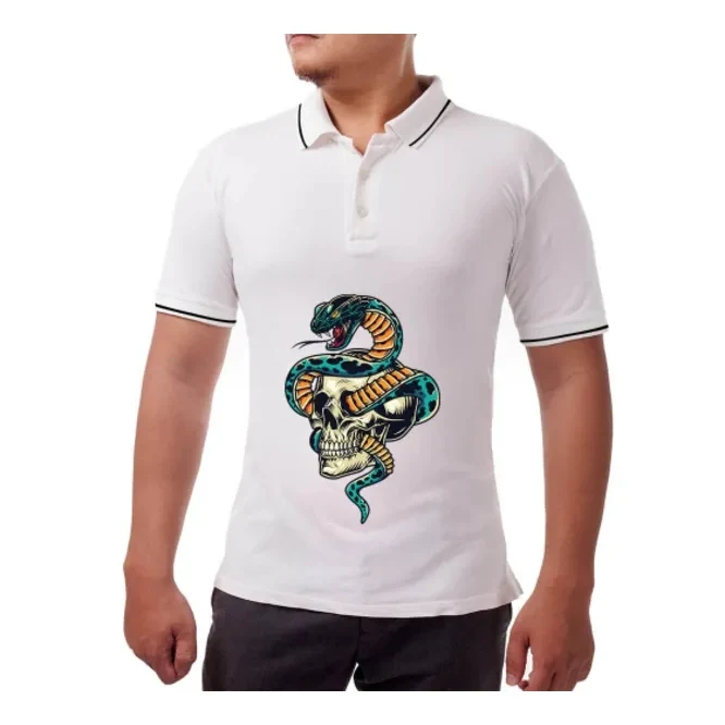 Men's White Polo Shirt - Printed 1