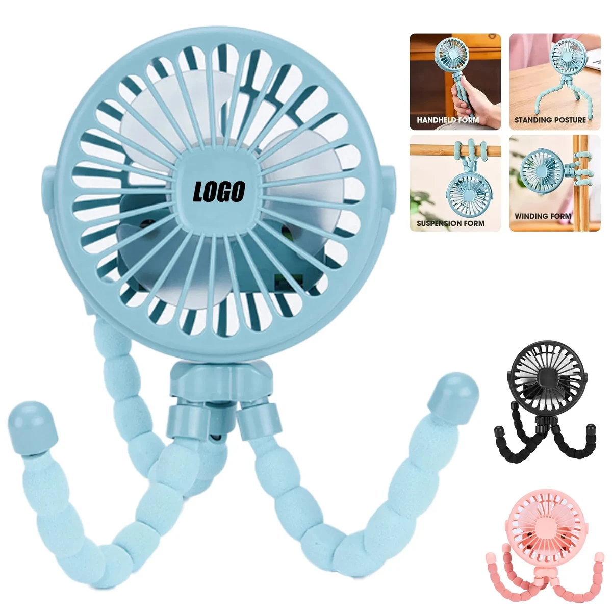 Flexible Tripod Clip On Oscillating Stroller Fan 1