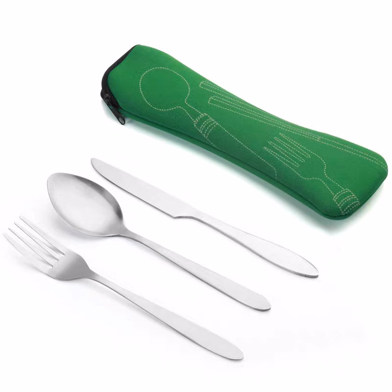 3 Piece Stainless Steel Portable Utensil Set/Cutlery Kit