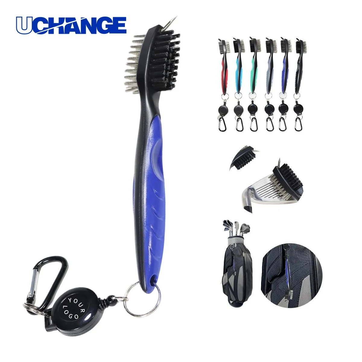 Golf Club Cleaning Brush Tool with Carabiner 1