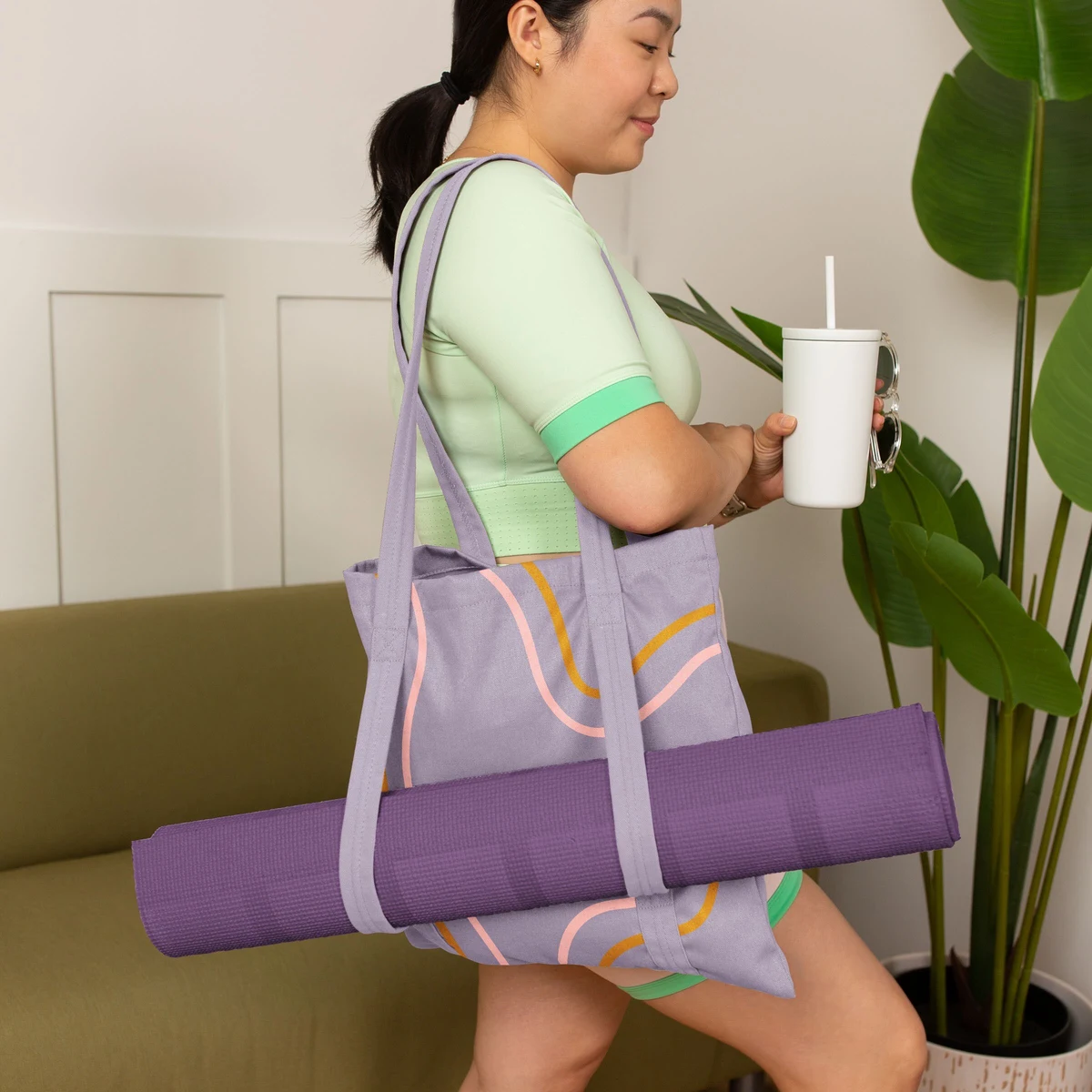 Main Squeeze Yoga Tote - Colored Canvas, custom tote bag with logo imprint 1