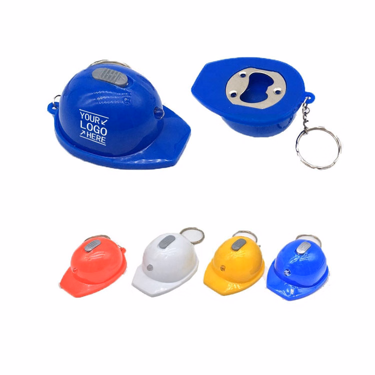 Simulation Helmet Beer Bottle Opener Keychain with LED Light