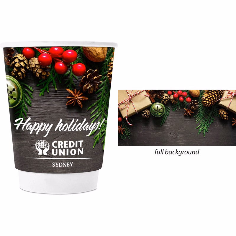 Holiday Themed 12 oz Double Wall Cup