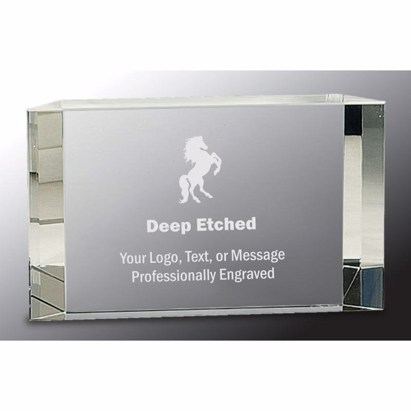 7" x 4 1/4" Clear Crystal Facet Block Award