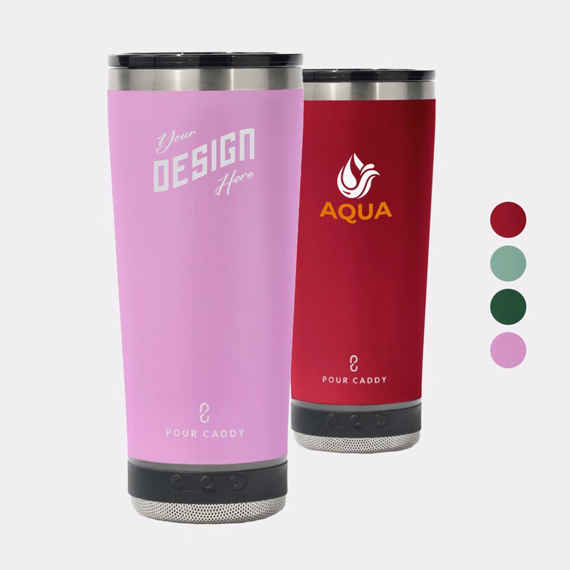 Pour Caddy® Vibe 18 oz Insulated Tumbler with Bluetooth Speaker