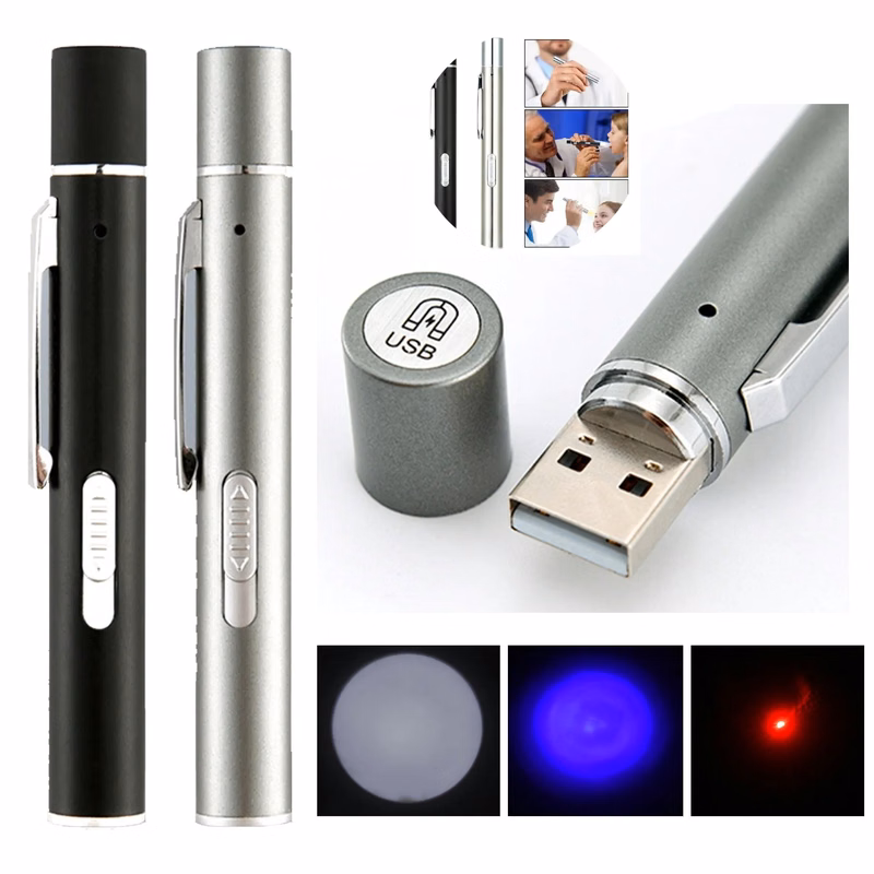 3in1 USB Rechargeable Mini LED Flashlight Pen