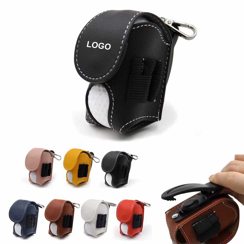 Leather Portable Golf Ball Holder Bag
