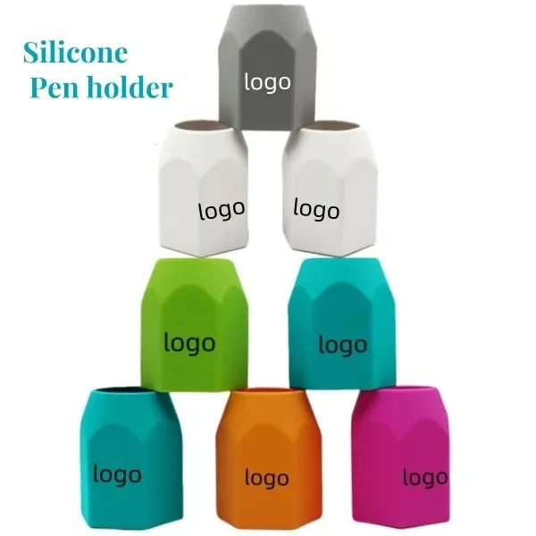 Silicone pen holder simple color geometric desktop storage 1