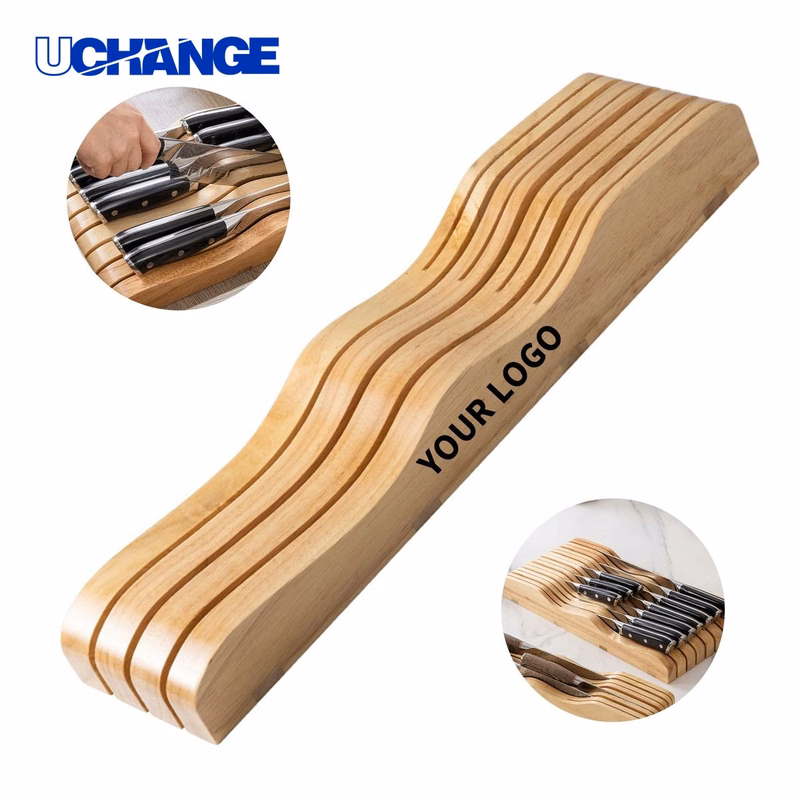 Bamboo Knife Block Organizer Seven Slot