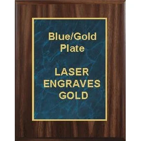 5" x 7" Classic Walnut Finish Plaque with a Blue Marble Designer Plate 1