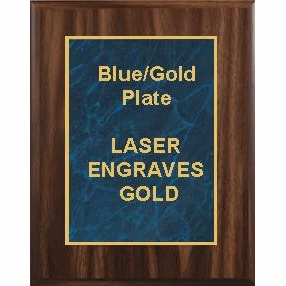 5" x 7" Classic Walnut Finish Plaque with a Blue Marble Designer Plate