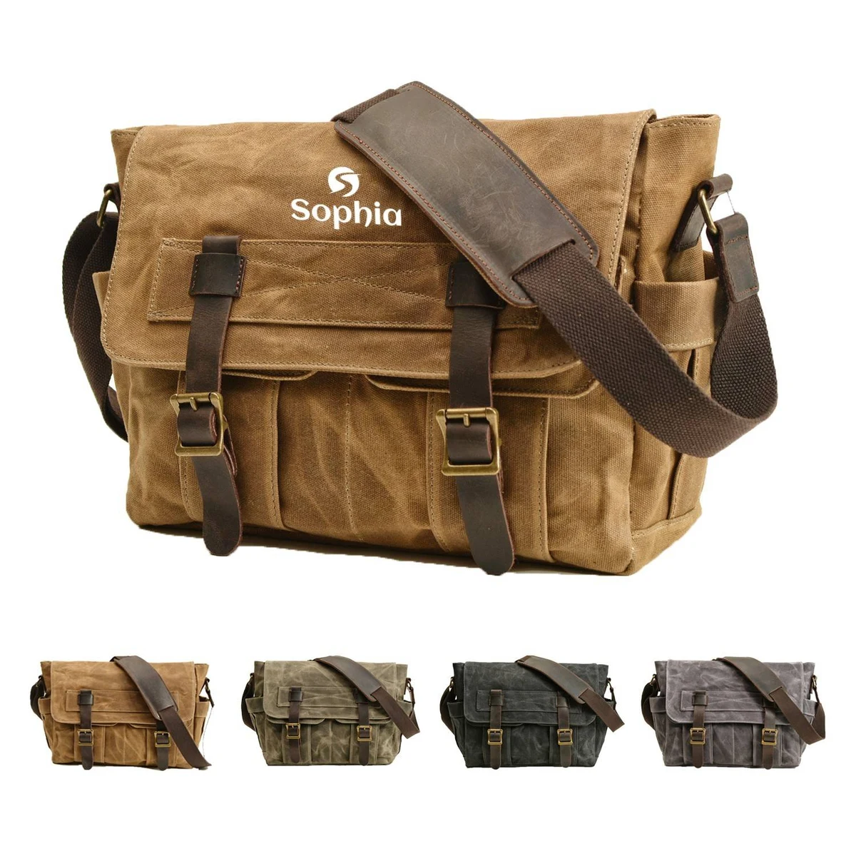 Canvas Laptop Leather Briefcase 1