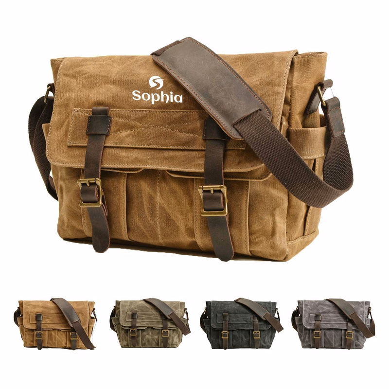 Canvas Laptop Leather Briefcase